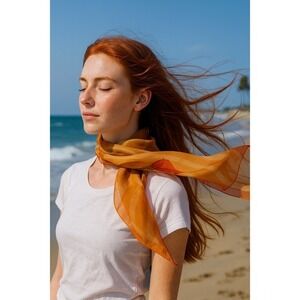 Silk Scarf Floral‎ Print Lightweight Neck Scarf Square Shawl 22 x 18